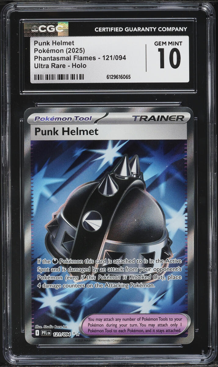 2025 Pokemon Mega Phantasmal Flames Full Art Punk Helmet #121 CGC 10 GEM MINT