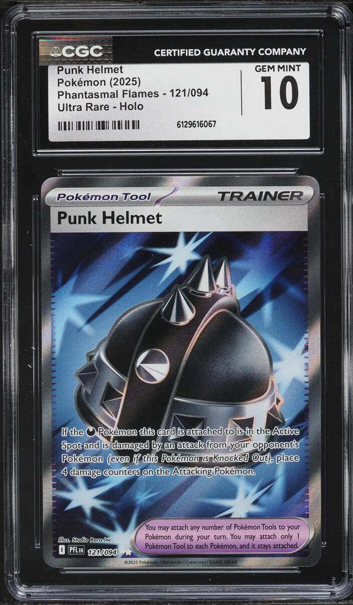 2025 Pokemon Mega Phantasmal Flames Full Art Punk Helmet #121 CGC 10 GEM MINT