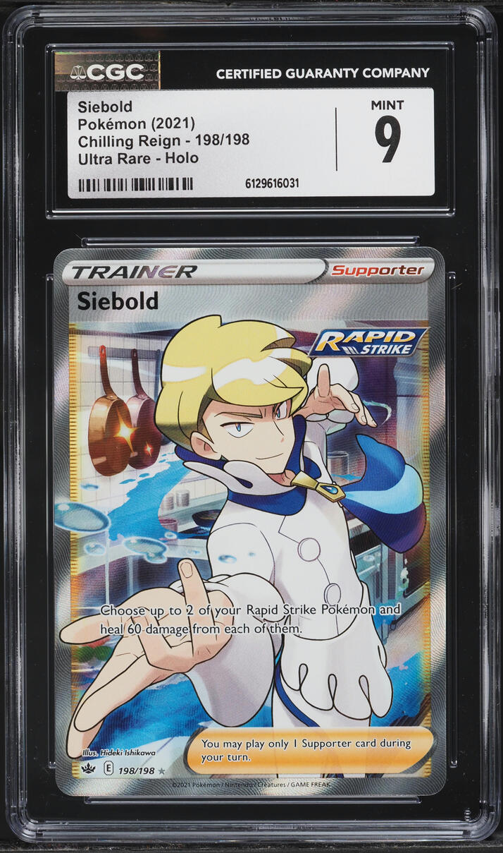 2021 Pokemon Sword & Shield Chilling Reign Full Art Siebold #198 CGC 9 MINT