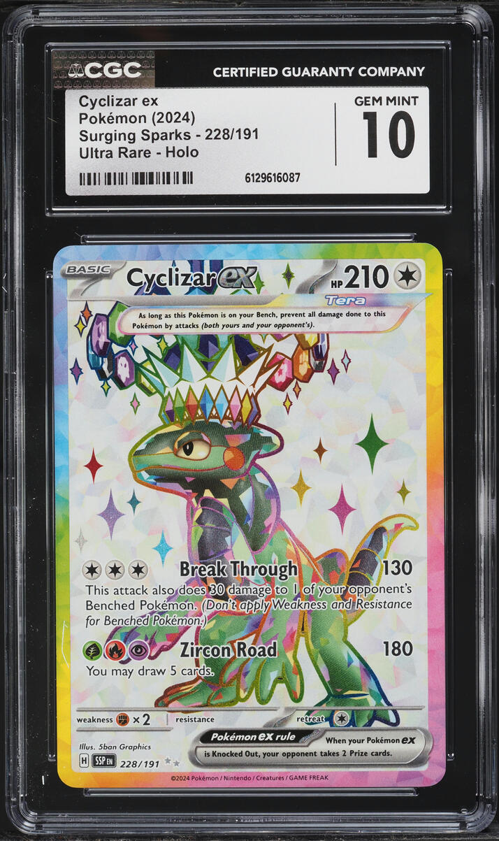 2024 Pokemon Scarlet & Violet Surging Sparks Full Art Cyclizar ex #228 CGC 10 GEM MINT