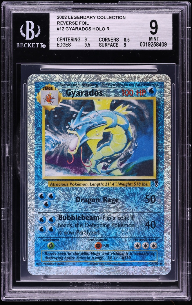 2002 Pokemon Legendary Collection Reverse Holo Gyarados #12 BGS 9 MINT