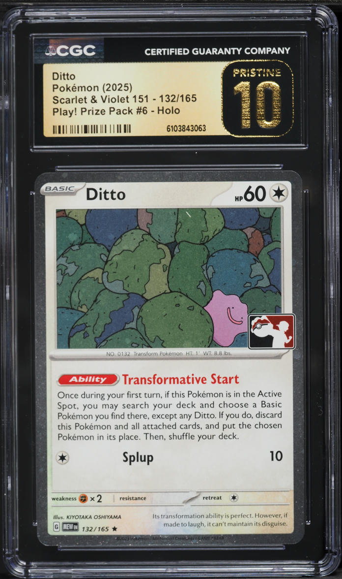 2025 Pokemon Scarlet & Violet 151 Play! Prize Pack #6 Holo Ditto #132 CGC 10 PRISTINE