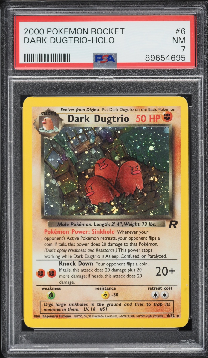 2000 Pokemon Team Rocket Holo Dark Dugtrio #6 PSA 7 NRMT