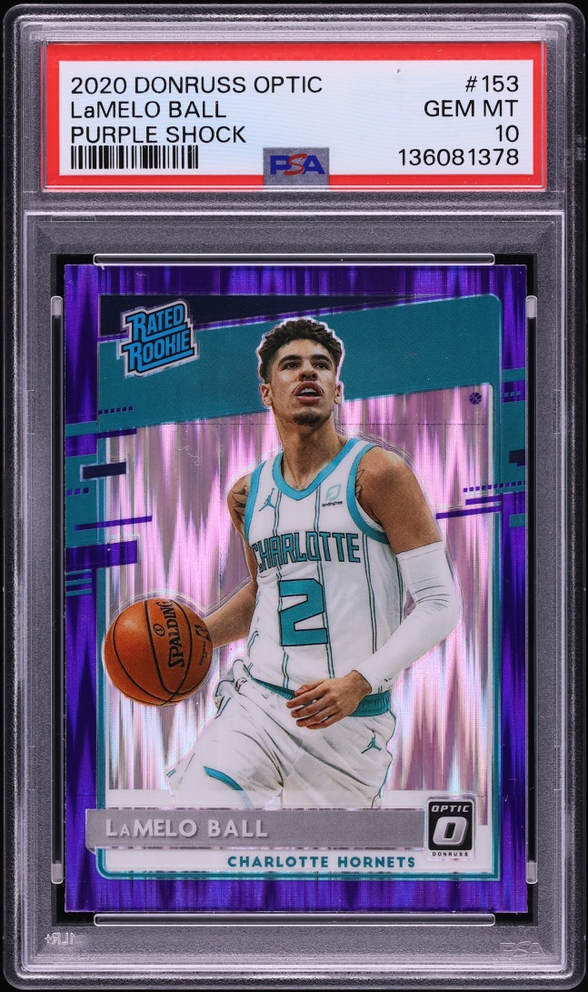 2020 Donruss Optic Purple Shock LaMelo Ball ROOKIE #153 PSA 10 GEM MINT