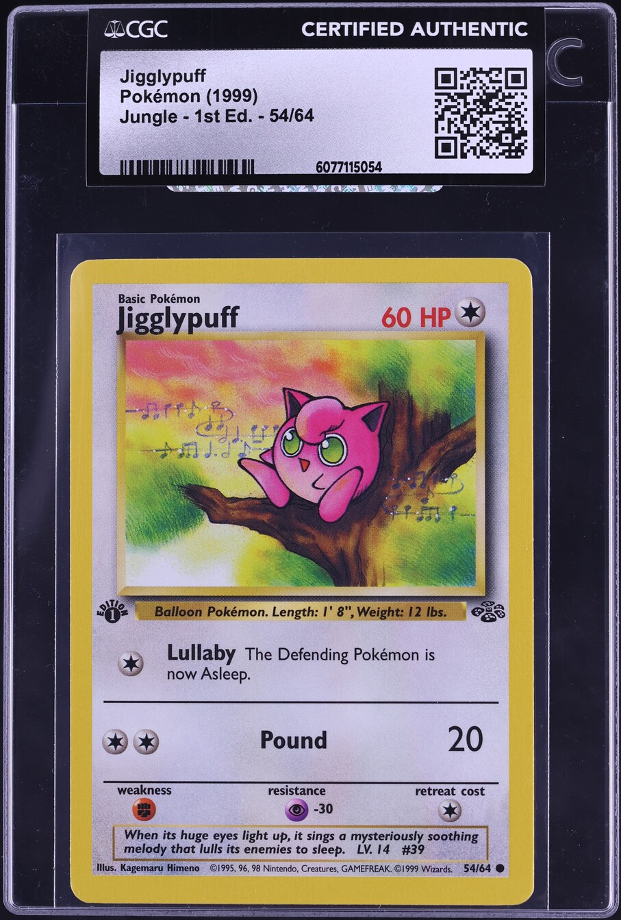 1999 Pokemon Jungle 1st Edition Jigglypuff #54 CGC AUTH - Main Image