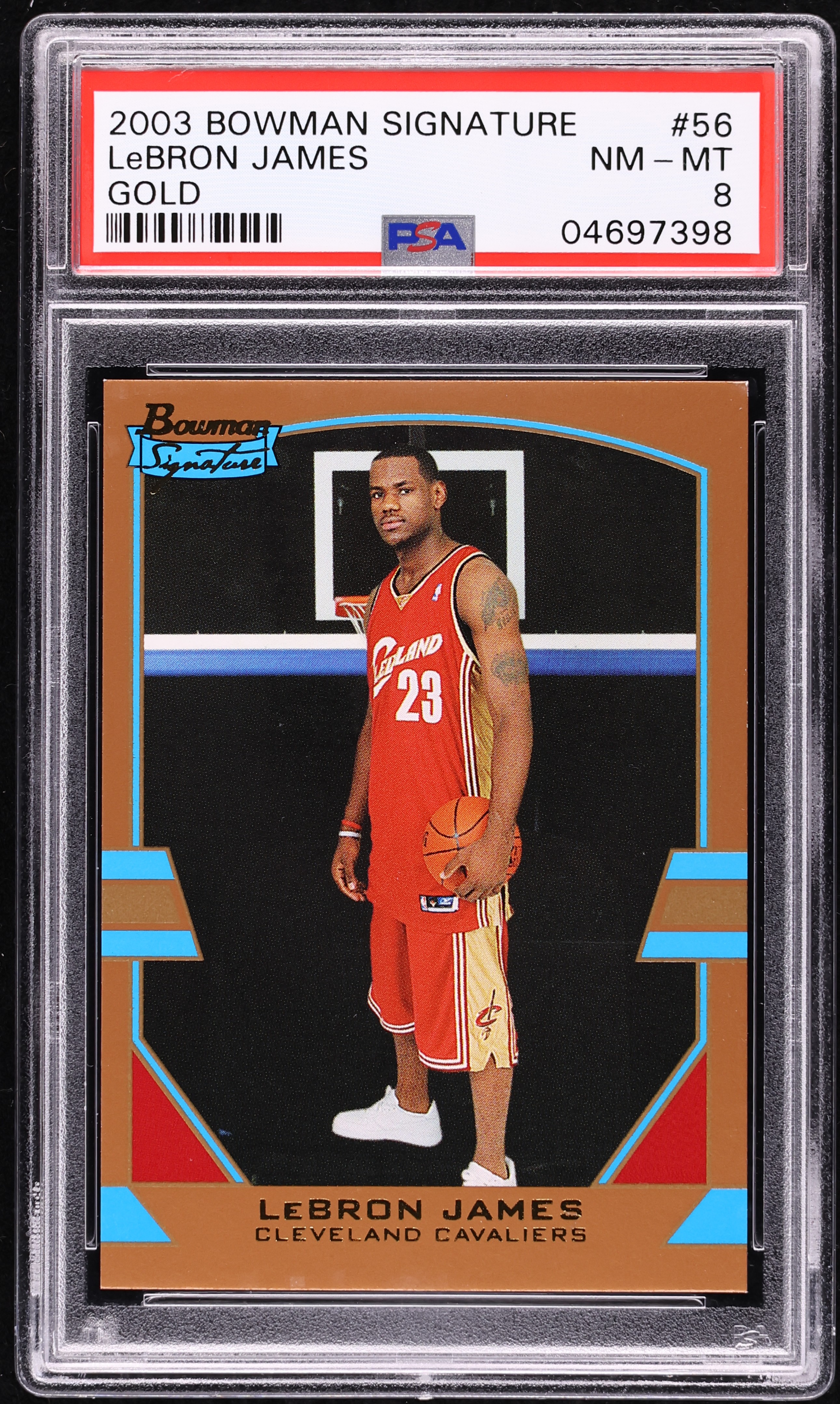 2003 Bowman Signature Gold LeBron James ROOKIE /99 #56 PSA 8