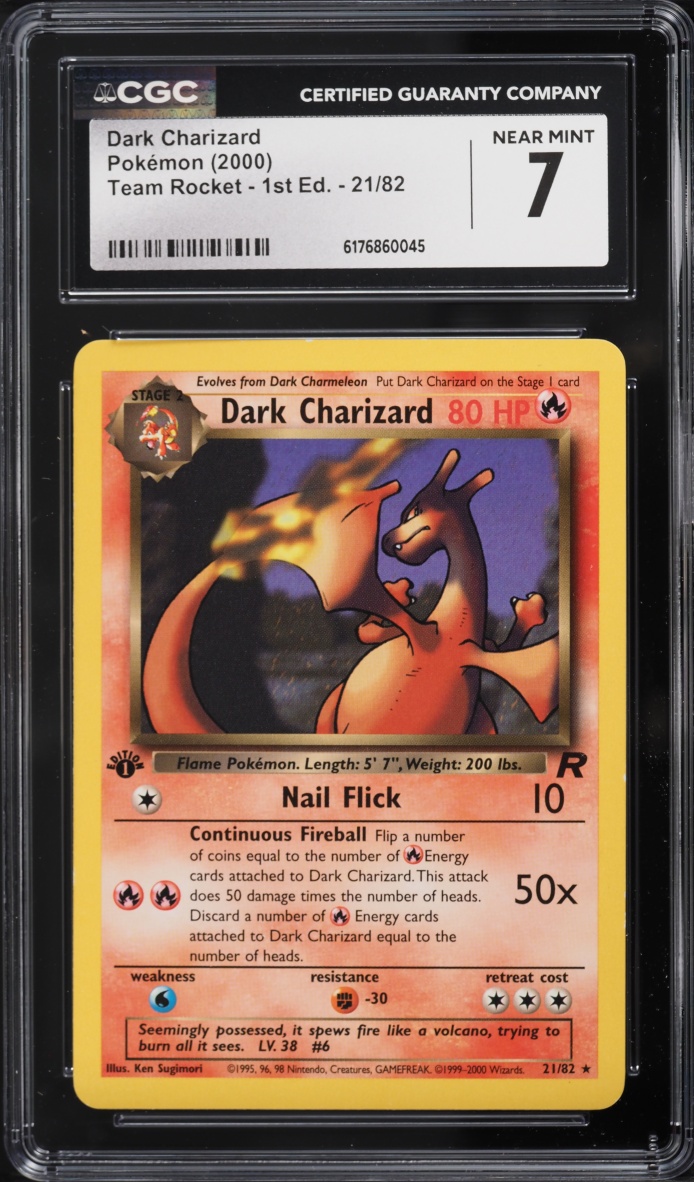2000 Pokemon Team Rocket 1st Edition Dark Charizard #21 CGC 7 NRMT