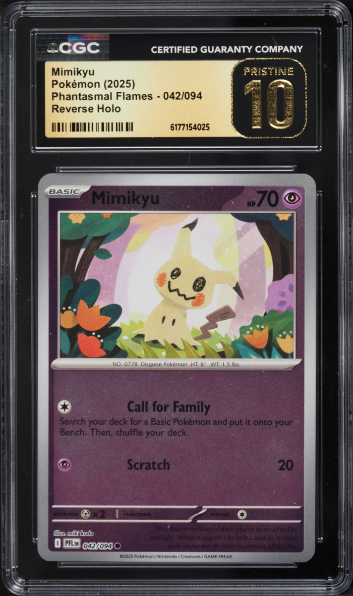2025 Pokemon Mega Evolution Phantasmal Flames Reverse Holo Mimikyu #042 CGC 10 PRISTINE