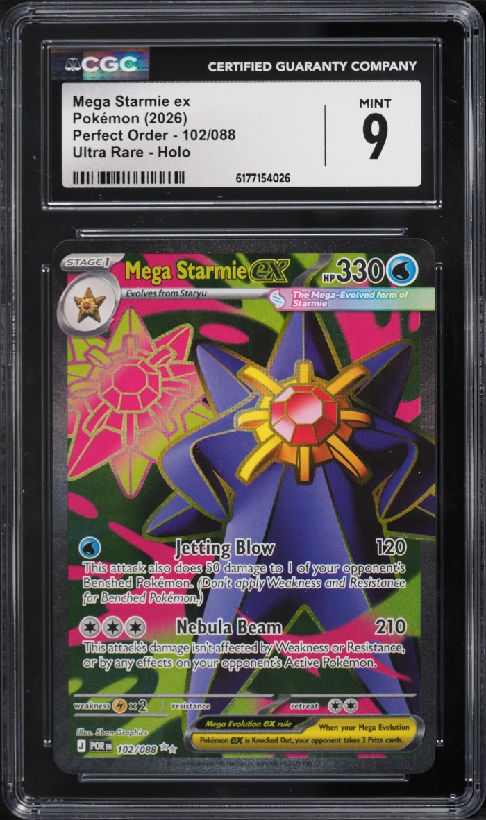 2026 Pokemon Mega Evolution Perfect Order Full Art Mega Starmie EX #102 CGC 9 MINT