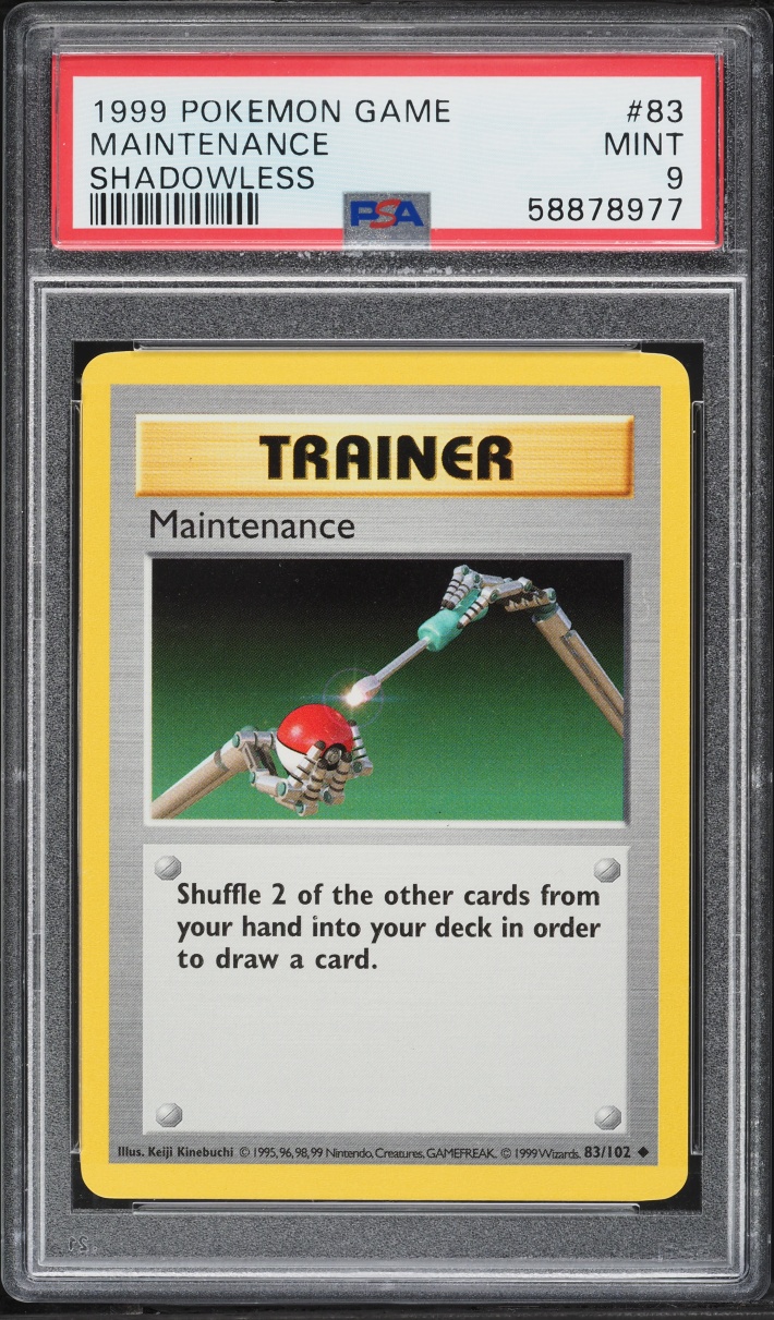 1999 Pokemon Base Set Shadowless Maintenance #83 PSA 9 MINT