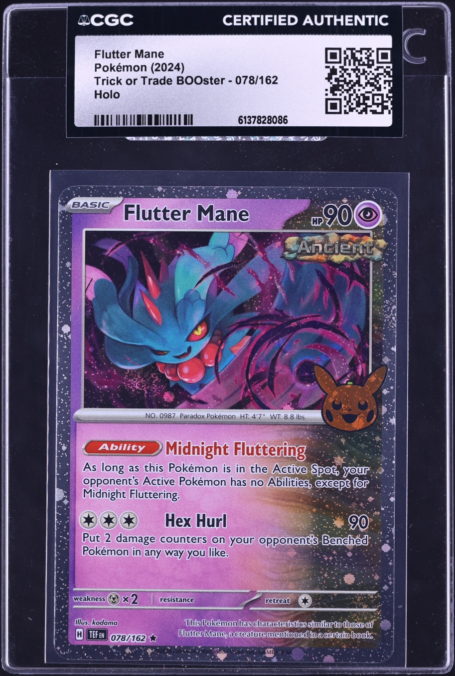 2024 Pokemon Scarlet & Violet Trick Or Trade BOOster Holo Flutter Mane #78 CGC AUTH
