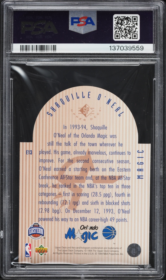 1993 Upper Deck SE All Stars Die-Cut Shaquille O'Neal #E13 PSA 8 NM-MT
