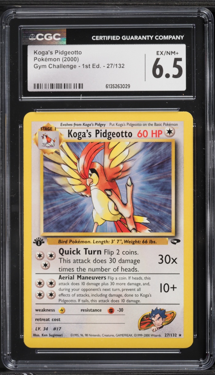 2000 Pokemon Gym Challenge 1st Edition Koga's Pidgeotto #27 CGC 6.5 EXMT+