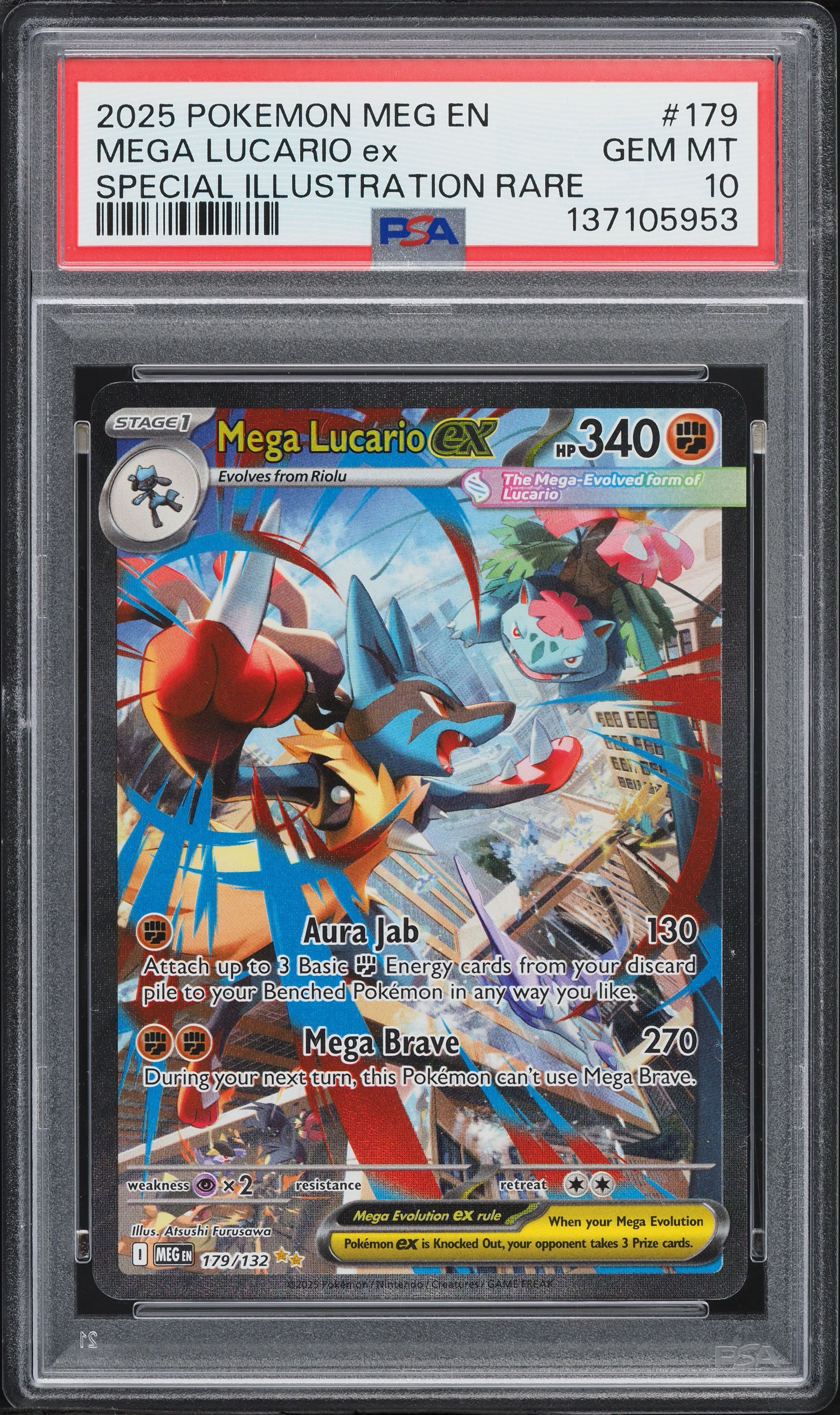 2025 Pokemon Mega Evolution SIR Mega Lucario Ex #179 PSA 10 GEM MINT