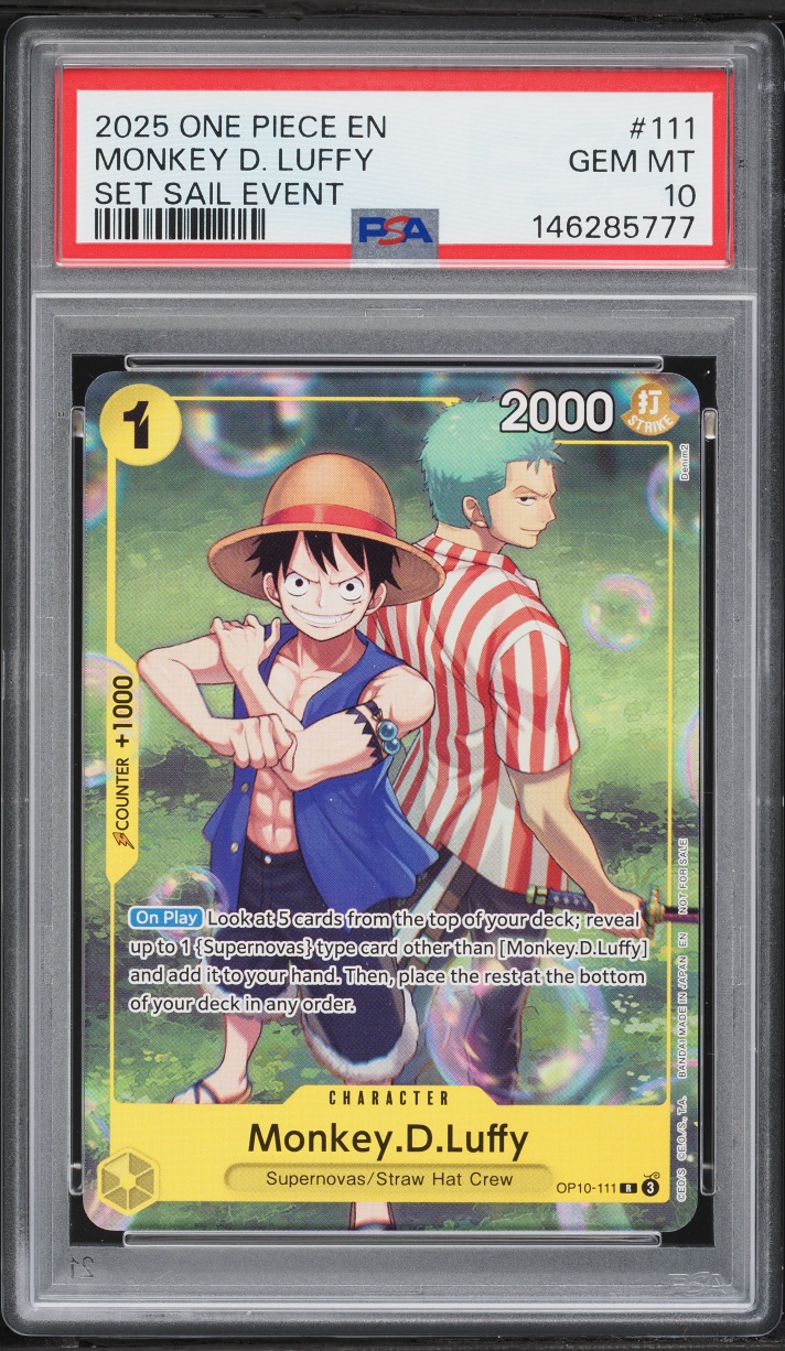 2025 One Piece Promo Set Sail Event Monkey D. Luffy #OP10-111 PSA 10 GEM MINT