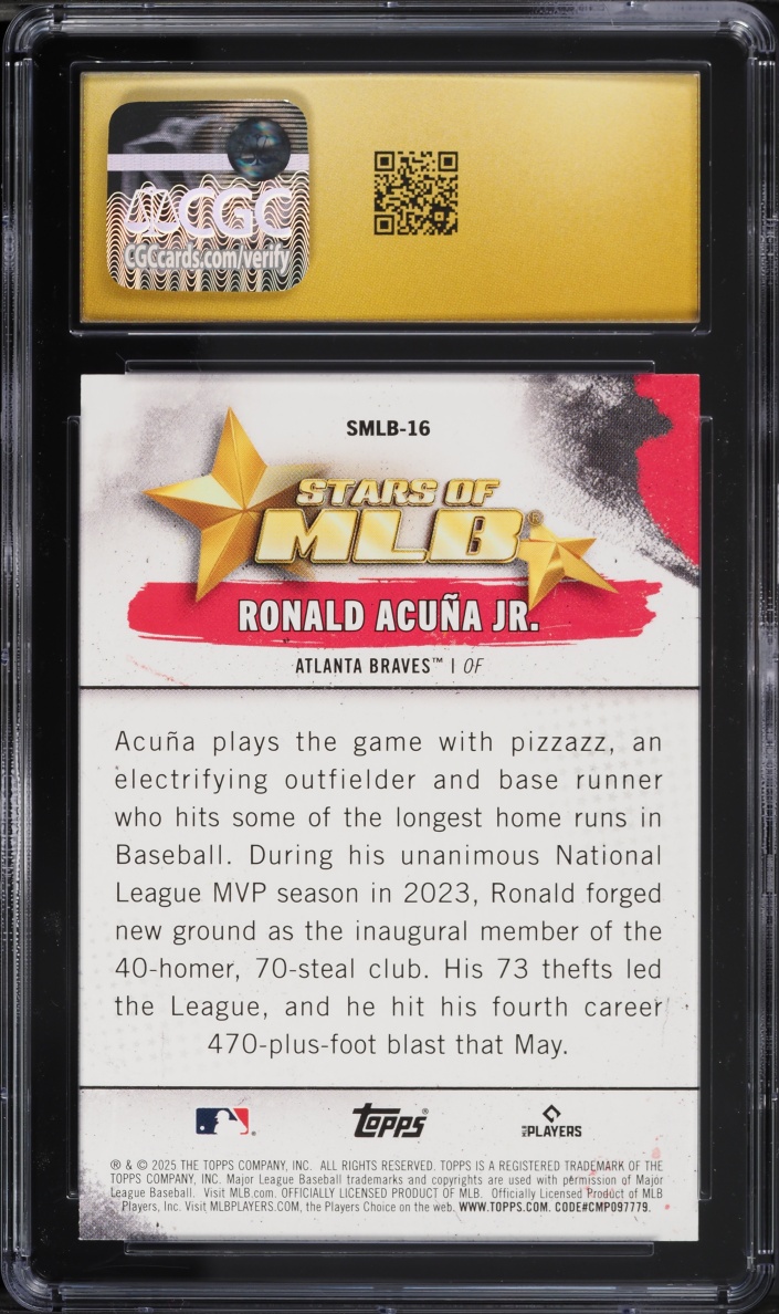 2025 Topps Stars Of MLB Ronald Acuna Jr. #SMLB-16 CGC 10 PRISTINE