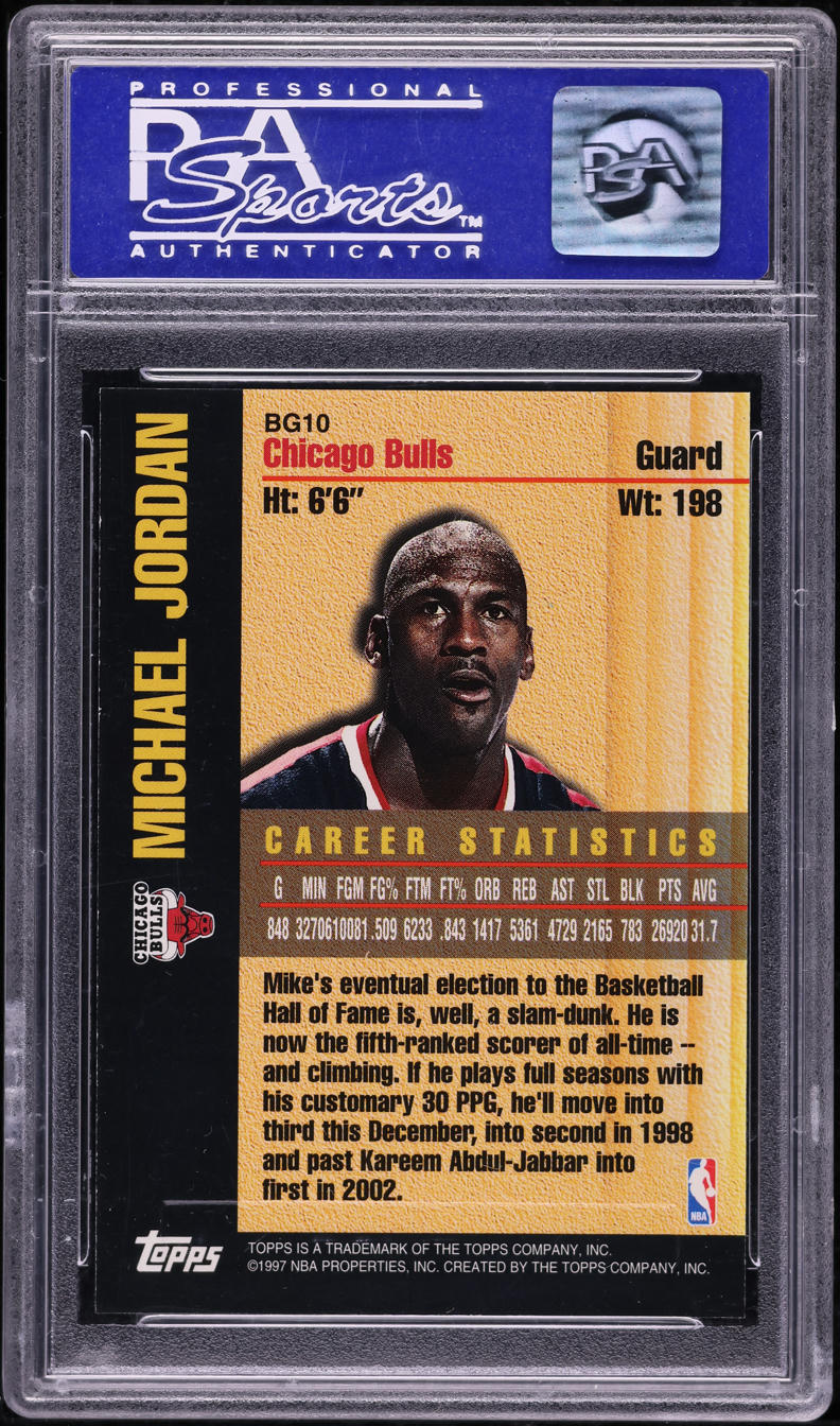 1997 Topps Bound For Glory Michael Jordan #BG10 PSA 9 MINT