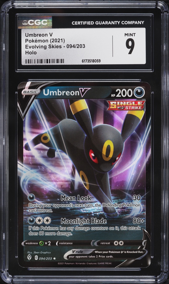 2021 Pokemon Sword & Shield Evolving Skies Holo Umbreon V #94 CGC 9 MINT