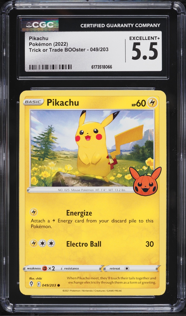 2022 Pokemon Sword & Shield Evolving Skies Trick Or Trade Pikachu #49 CGC 5.5 EX+