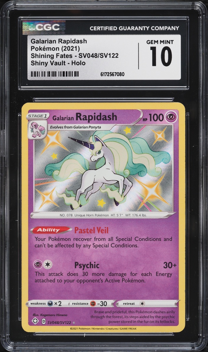 2021 Pokemon Sword & Shield Shining Fates Shiny Vault Galarian Rapidash #SV048 CGC 10 GEM