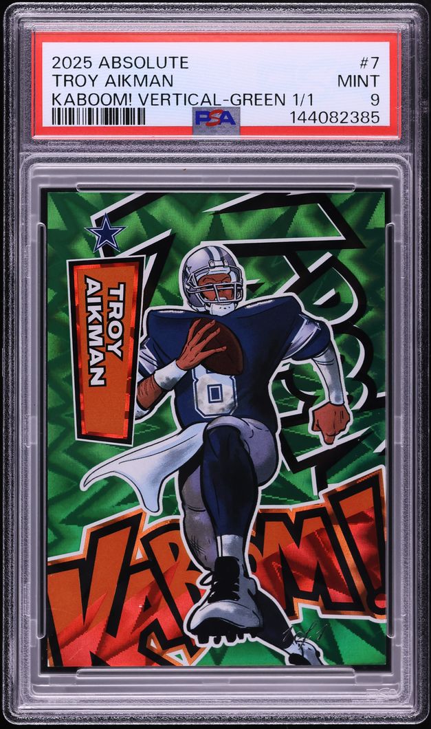 2025 Absolute Kaboom! Vertical Green Troy Aikman 1/1 #7 PSA 9 MINT