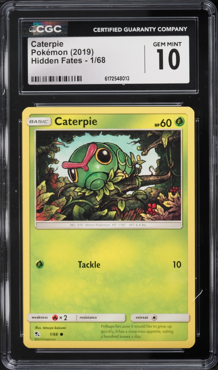 2019 Pokemon Sun & Moon Hidden Fates Caterpie #1 CGC 10 GEM MINT