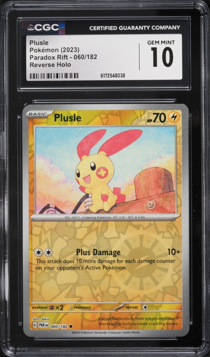 2023 Pokemon Scarlet & Violet Paradox Rift Reverse Holo Plusle #60 CGC 10 GEM MINT