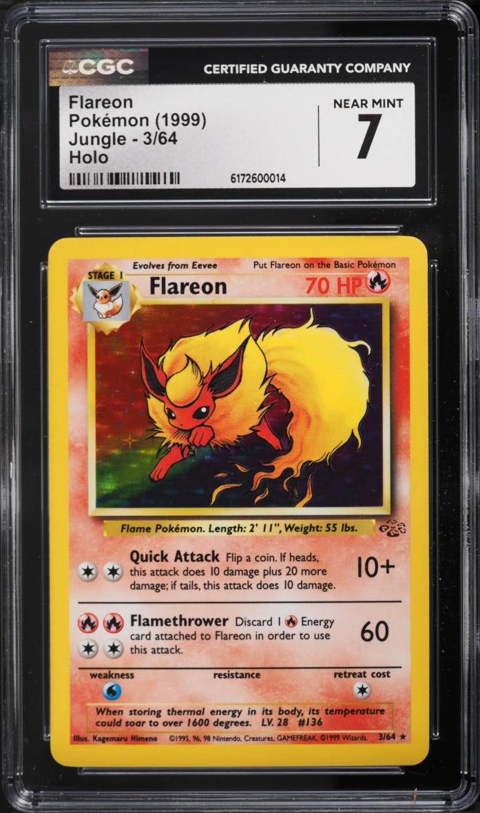 1999 Pokemon Jungle Holo Flareon #3 CGC 7 NRMT