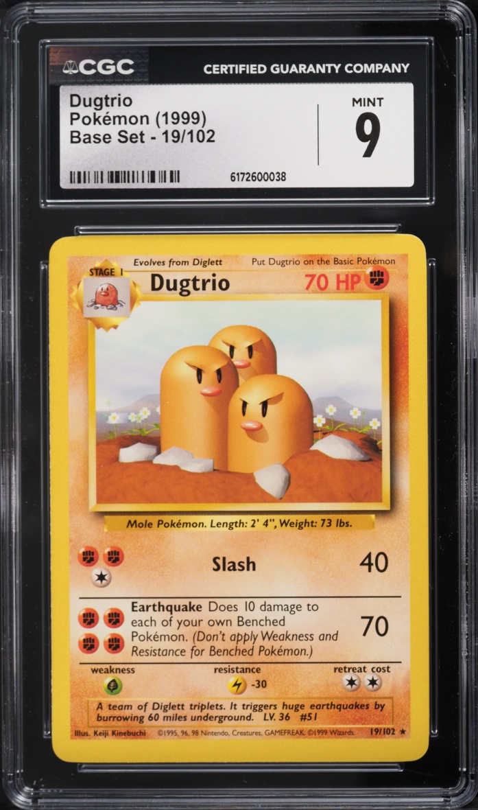 1999 Pokemon Base Set Dugtrio #19 CGC 9 MINT