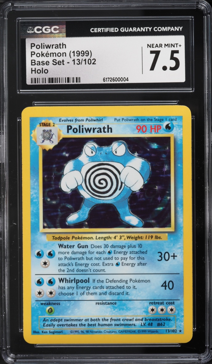 1999 Pokemon Base Set Holo Poliwrath #13 CGC 7.5 NRMT+