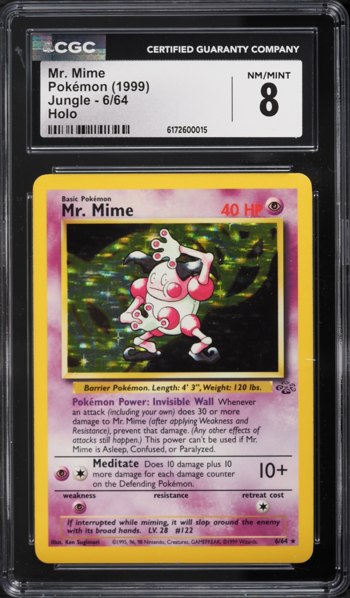 1999 Pokemon Jungle Holo Mr. Mime #6 CGC 8 NM-MT