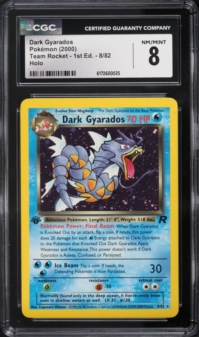 2000 Pokemon Team Rocket 1st Edition Holo Dark Gyarados #8 CGC 8 NM-MT