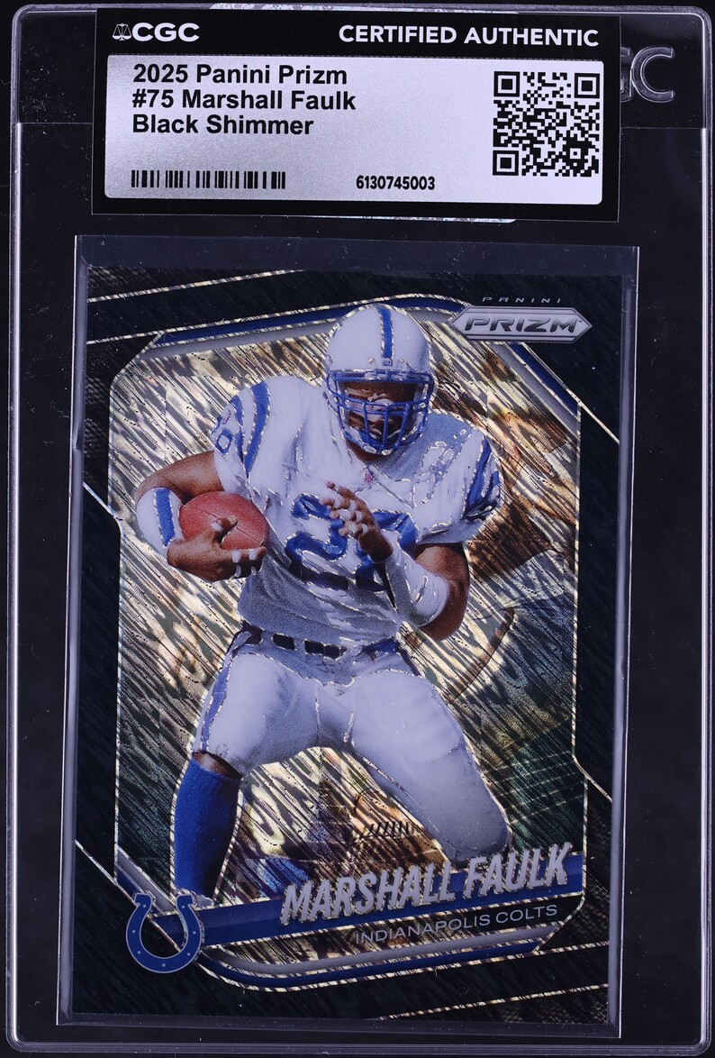2025 Panini Prizm Black Shimmer Marshall Faulk 1/1 #75 CGC AUTH - Photo 1