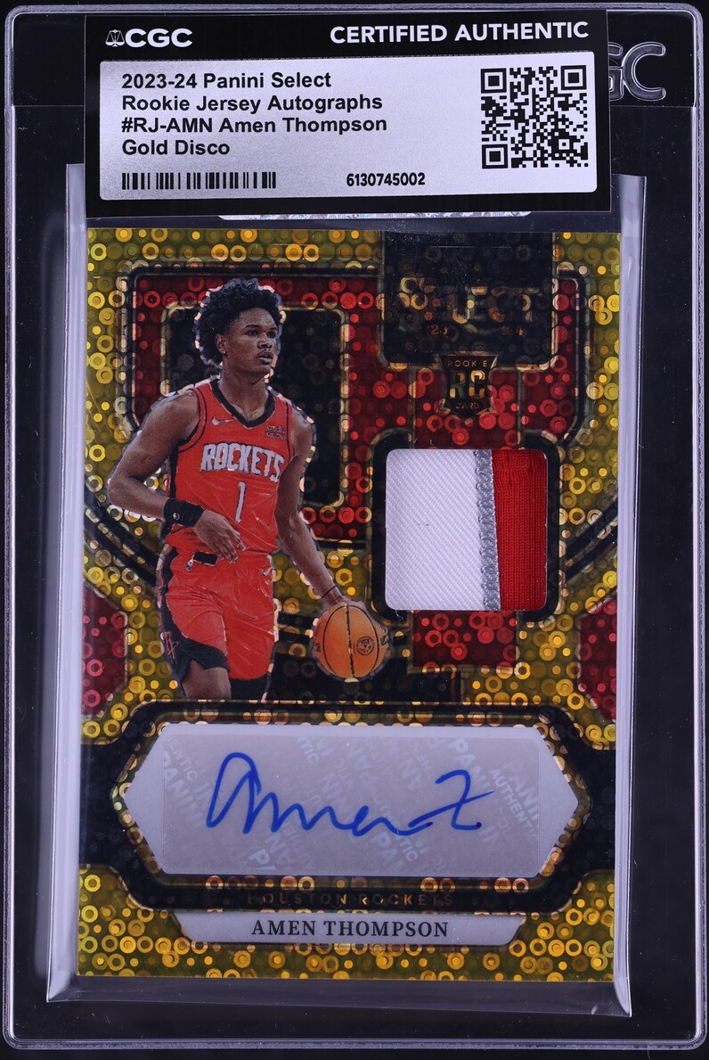 2023 Select Jersey Gold Disco Amen Thompson ROOKIE PATCH AUTO /10 #RJ-AMN CGC AUTH - Photo 1