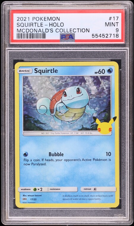 2021 Pokemon Sword & Shield McDonald's Collection Holo Squirtle #17 PSA 9 MINT