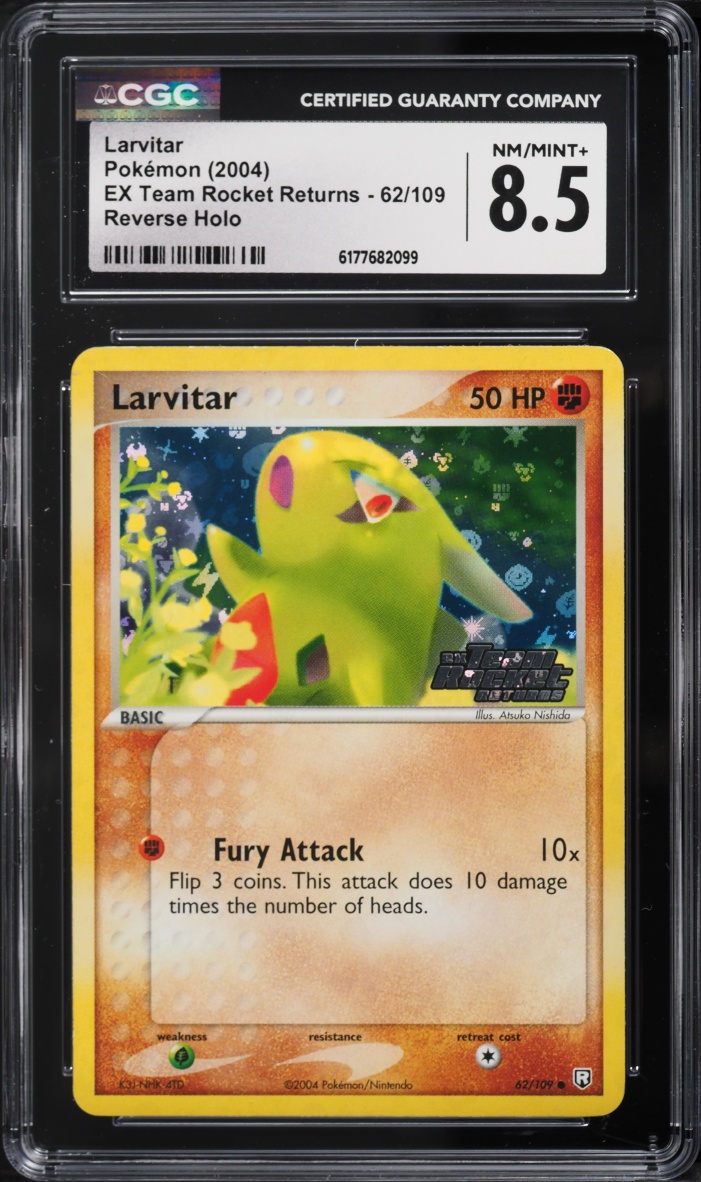 2004 Pokemon EX Team Rocket Returns Reverse Holo Larvitar #62 CGC 8.5 NM-MT+