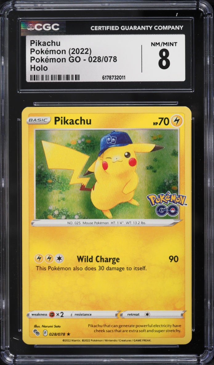 2022 Pokemon Sword & Shield GO Holo Pikachu #28 CGC 8 NM-MT