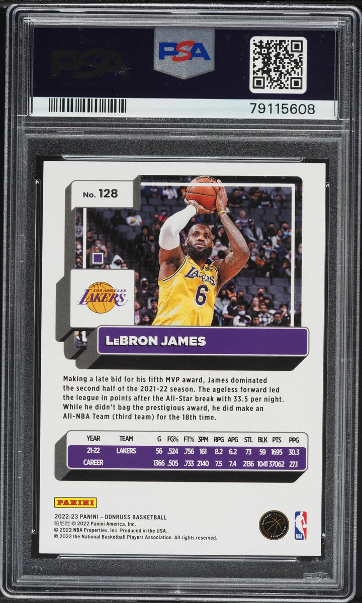 2022 Donruss Green Holo Laser LeBron James #128 PSA 10 GEM MINT