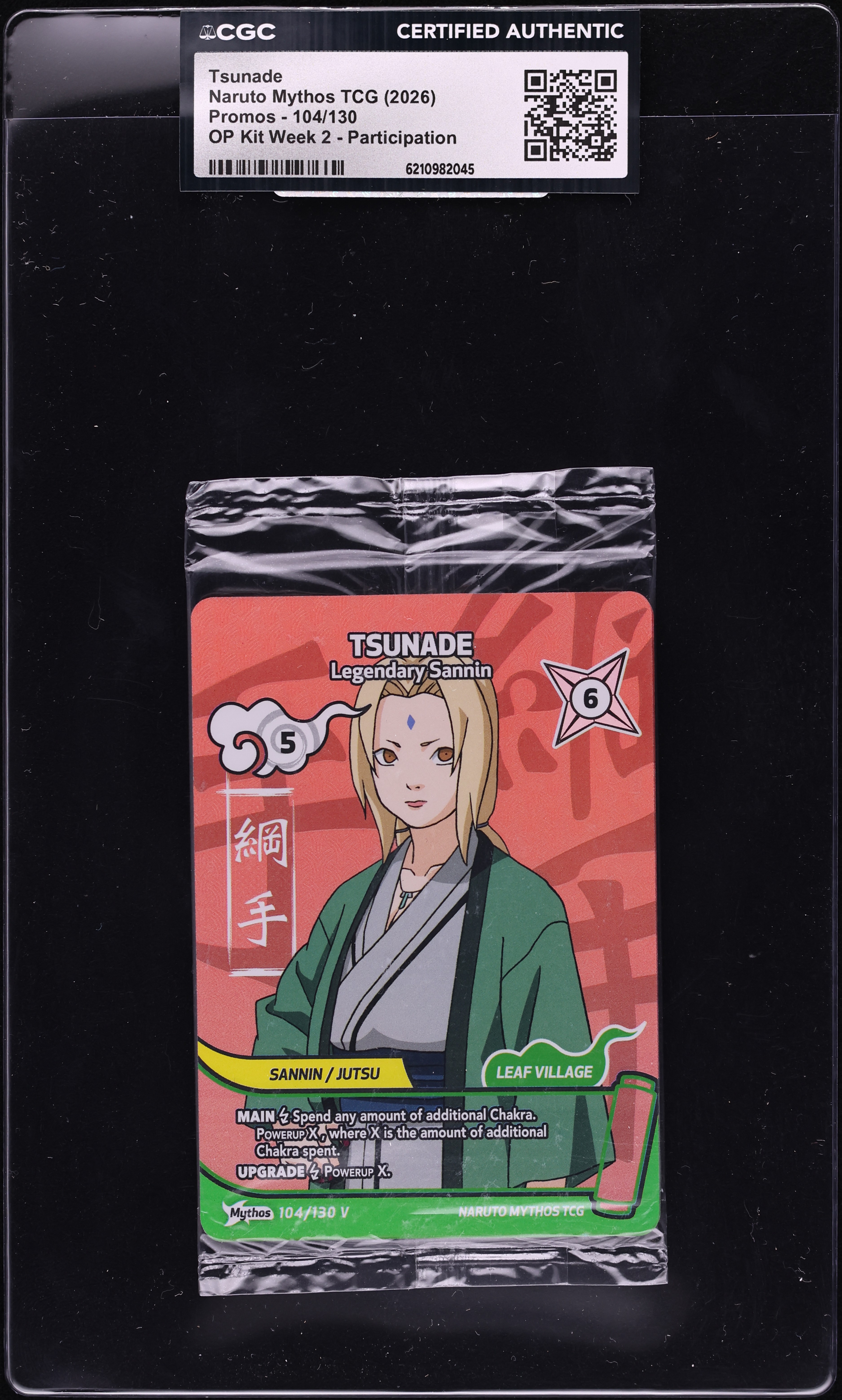 2026 Naruto Mythos TCG Promo OP Kit Week 2 Participation Tsunade #104 CGC AUTH