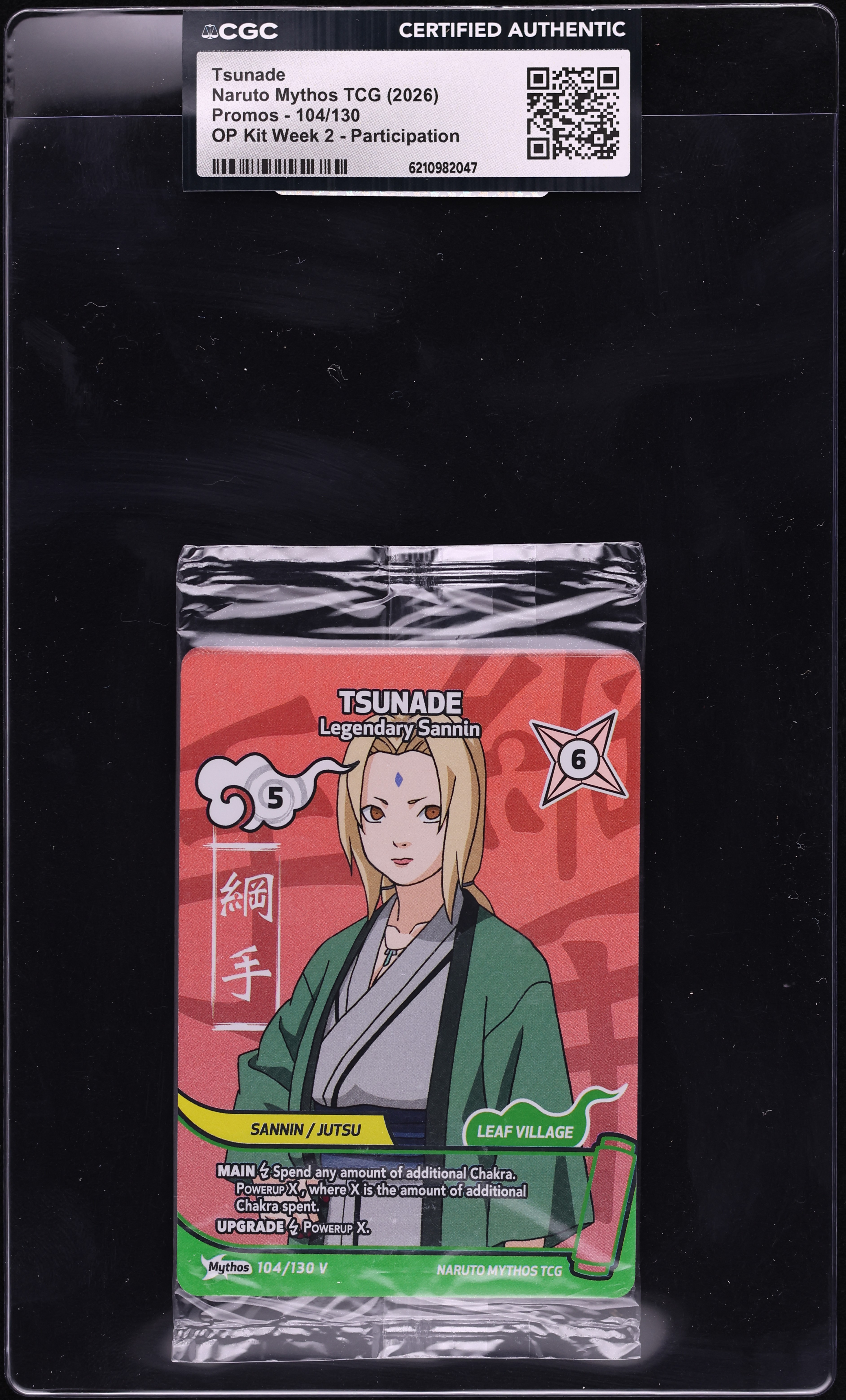 2026 Naruto Mythos TCG Promo OP Kit Week 2 Participation Tsunade #104 CGC AUTH