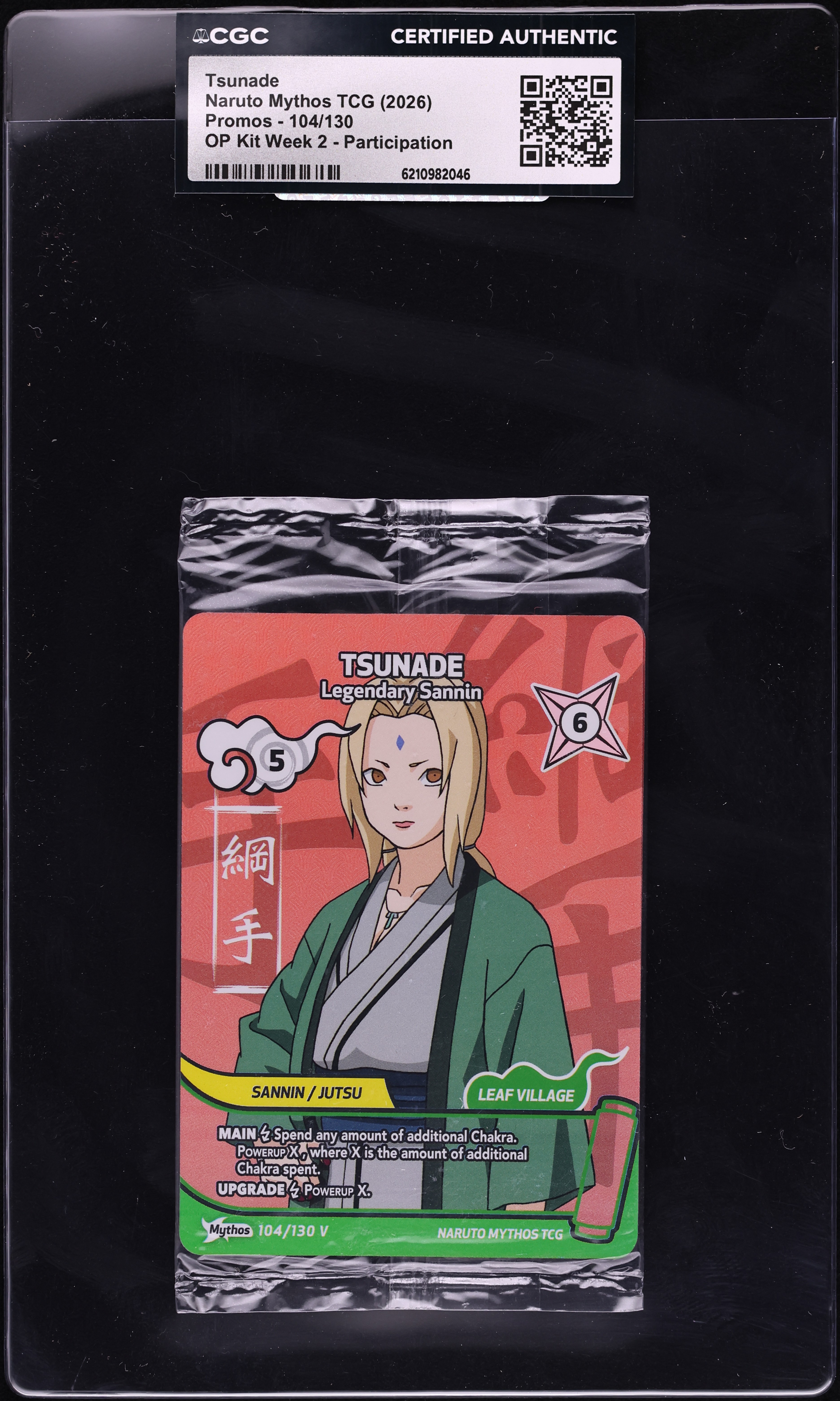 2026 Naruto Mythos TCG Promo OP Kit Week 2 Participation Tsunade #104 CGC AUTH