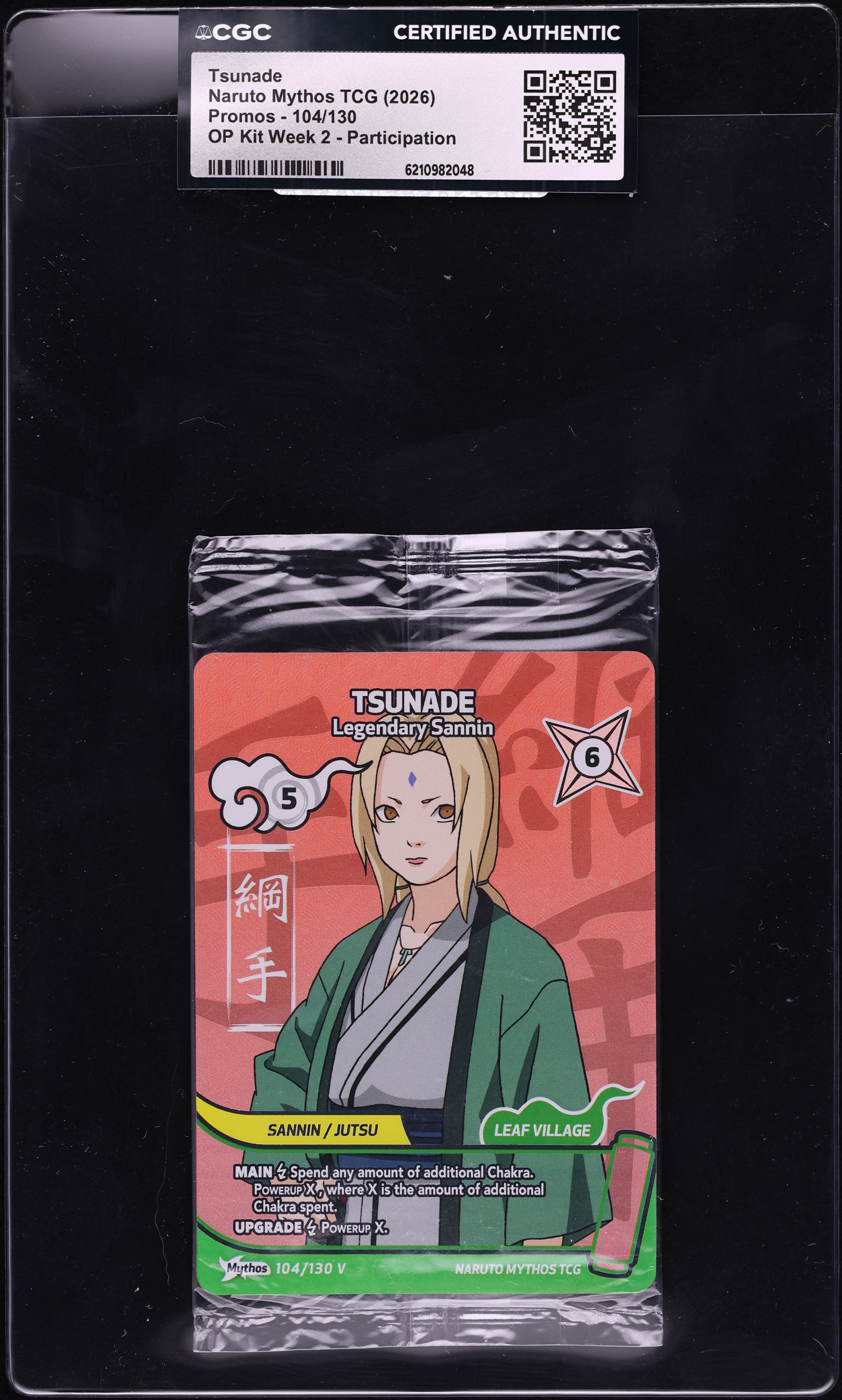 2026 Naruto Mythos TCG Promo OP Kit Week 2 Participation Tsunade #104 CGC AUTH