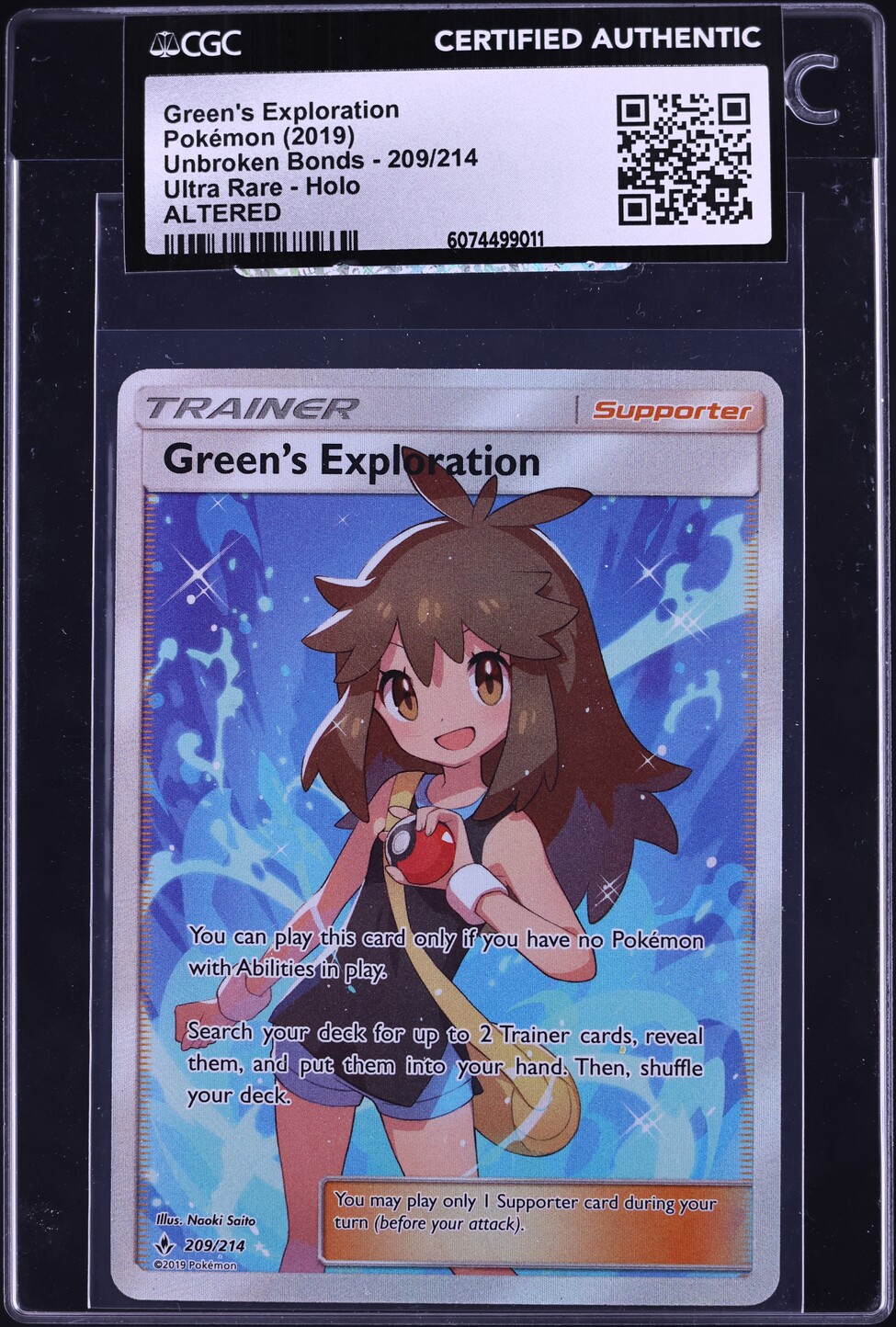 2019 Pokemon SM Unbroken Bonds Full Art Green's Exploration CGC ALTERED AUTH