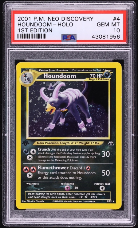 2001 Pokemon Neo Discovery 1st Edition Holo Houndoom #4 PSA 10 GEM MINT
