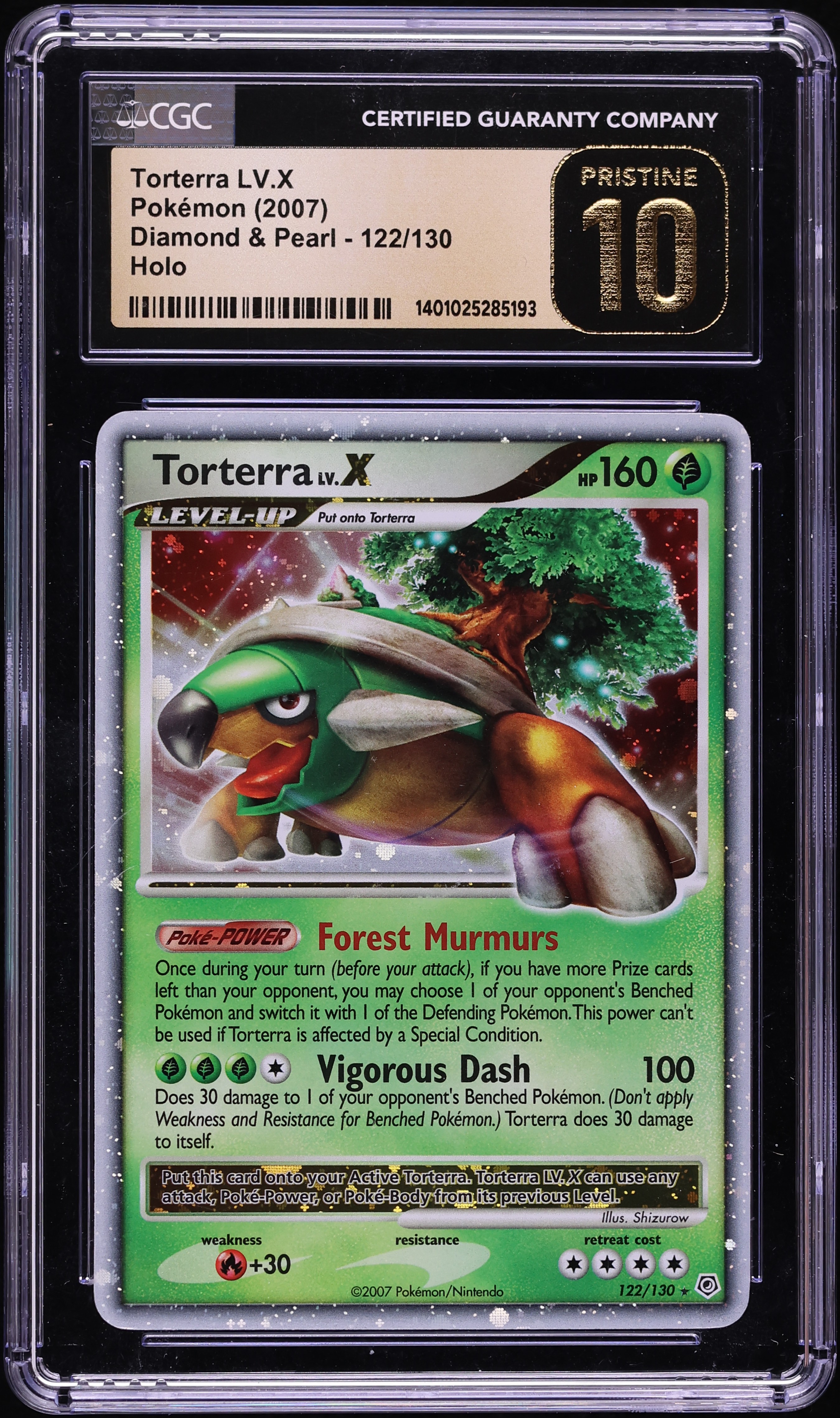 2007 Pokemon Diamond & Pearl Holo Torterra LV.X #122 CGC 10 PRISTINE