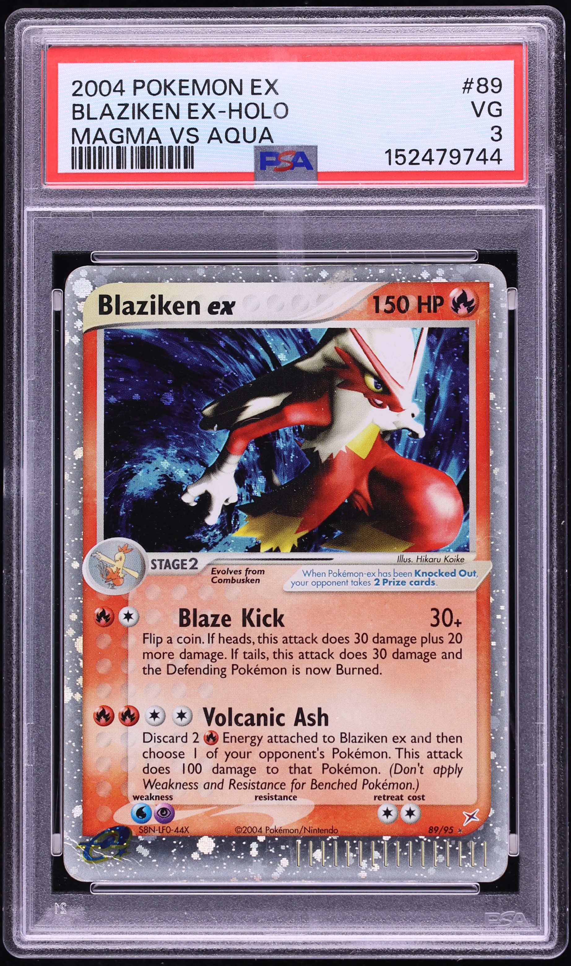 2004 Pokemon EX Team Magma Vs Aqua Holo Blaziken Ex #89 PSA 3 VG
