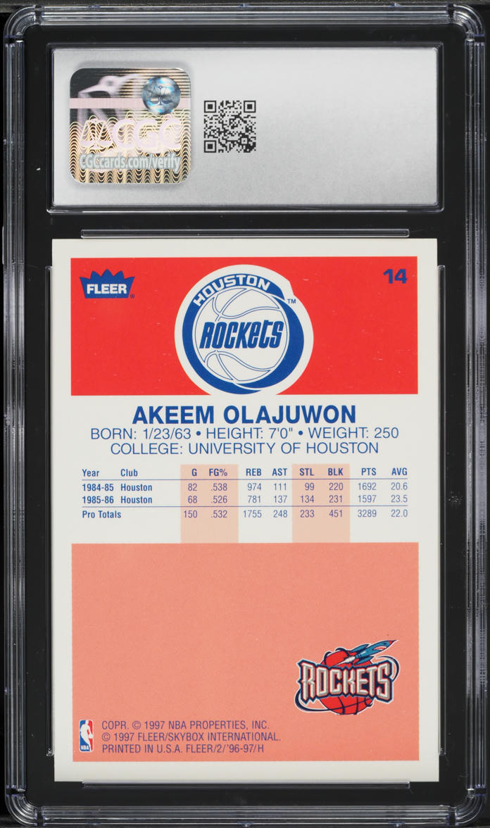 1996 Fleer Decade Of Excellence Hakeem Olajuwon #14 CGC 9 MINT