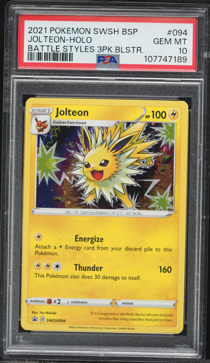 2021 Pokemon SWSH Black Star Promo Battle Styles Holo Jolteon #94 PSA 10 GEM MINT