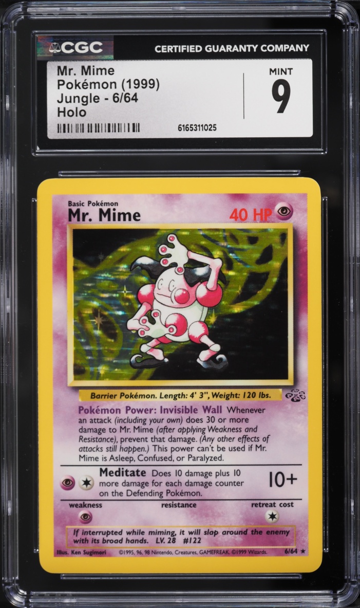1999 Pokemon Jungle Holo Mr. Mime #6 CGC 9 MINT