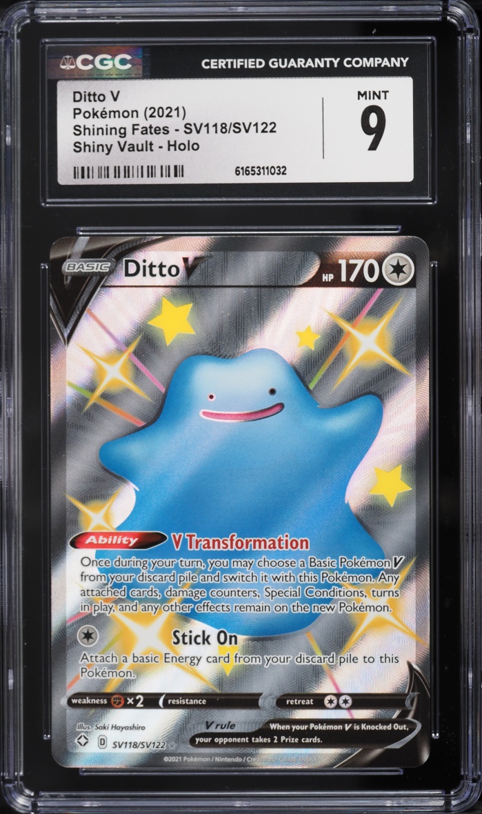 2021 Pokemon Sword & Shield Shining Fates Full Art Shiny Ditto V #SV118 CGC 9 MINT